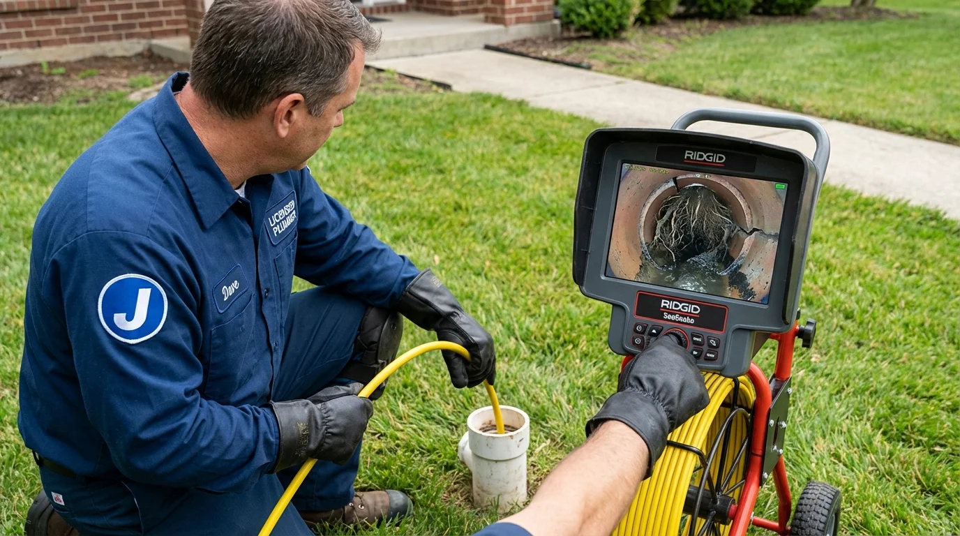 Sewer camera inspection being performed by Johns Plumbing LLC in Inverness