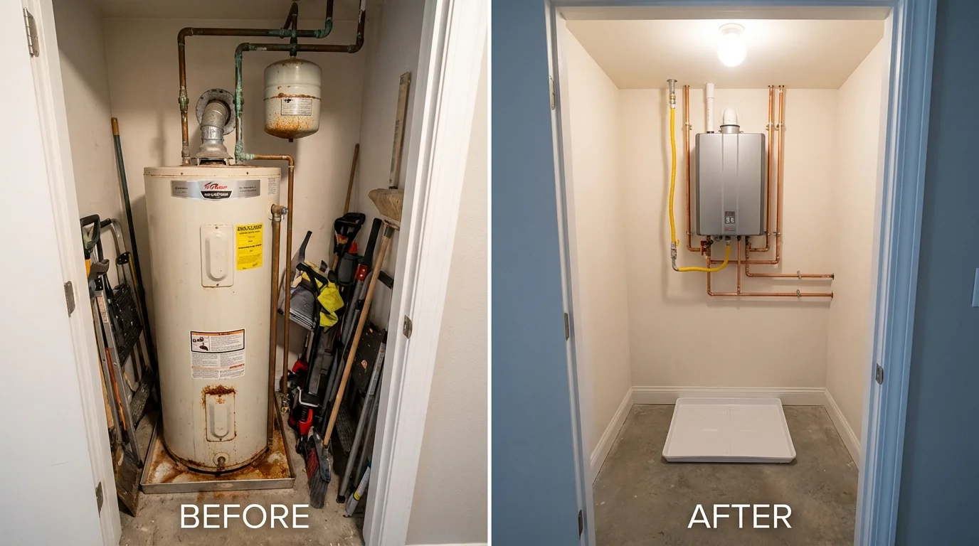 Tank water heater versus wall-mounted tankless unit comparison for Inverness, CA homeowners